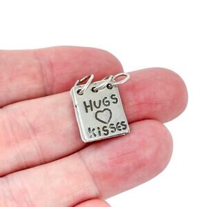Sterling Silver Hugs & Kisses Flip Book Charm | Vintage 925 Mexican Love Pendant